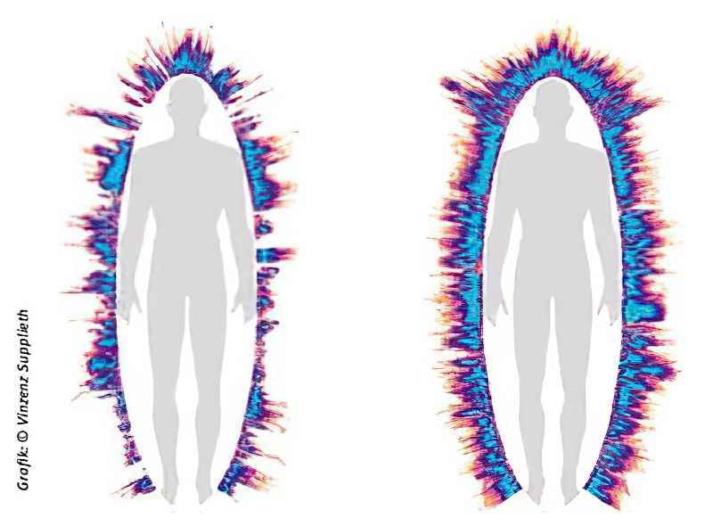 Champ d'aura par l'électrophotographie Kirlian (la caméra GDV Bio-Well)